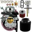 Bayou 300 Carburetor Fit for Kawasaki KLF300B 2x4 1986-2004 & KLF300C 4x4 1986-2004 ATV with fuel switch Air Filter