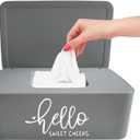 Moorfowl Hello Sweet Cheeks Flushable Wipes Holder Baby Wipes Dispenser Container Cute Funny Rustic Farmhouse Bathroom Decor (Grey)