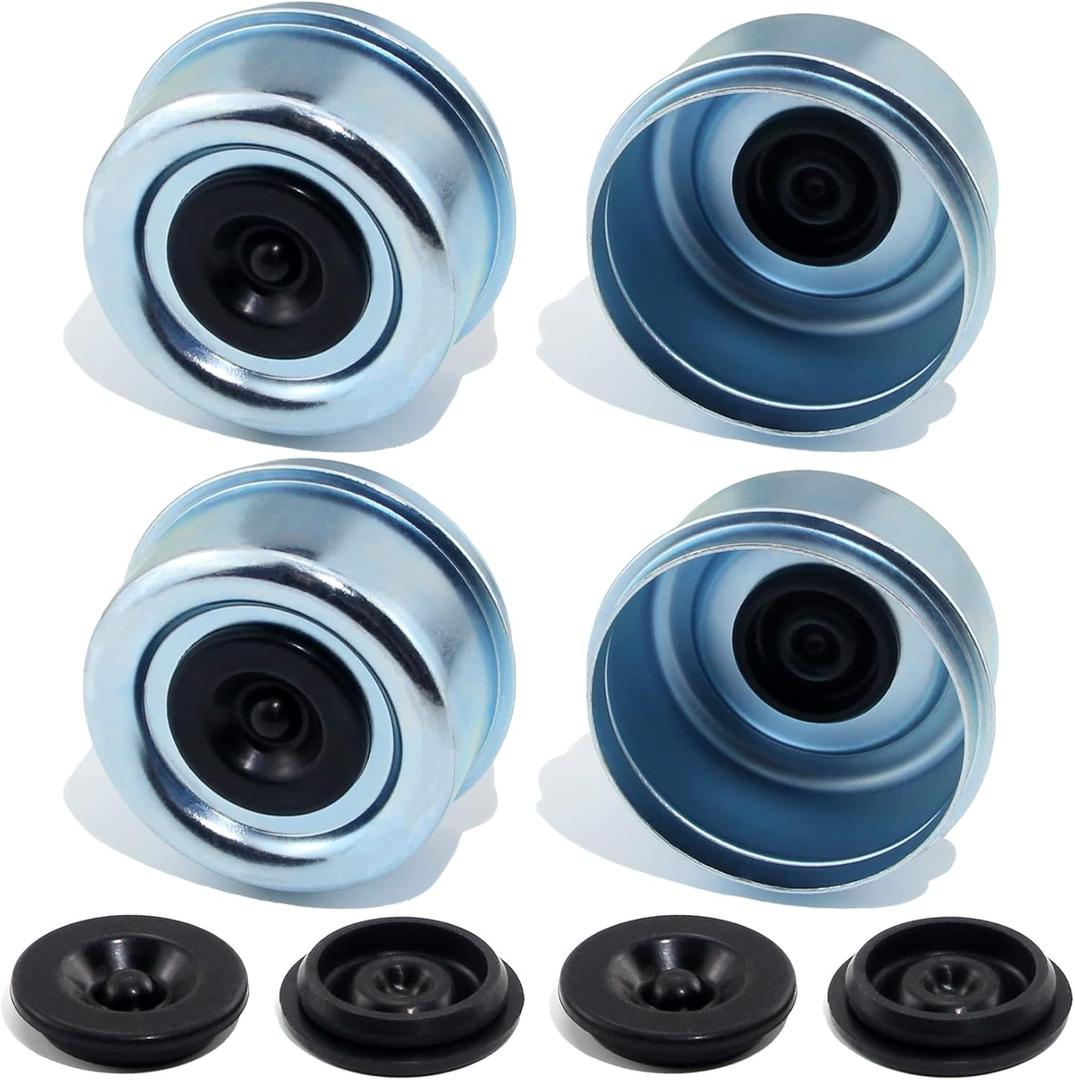 4pcs 2.72'' Trailer Hub Dust Caps, Trailer Spindle Bearing Dust Cap Cup Grease Cover Caps & Extra Rubber Plugs for 7000 to 8000 lb Boat Trailer Dexter EZ Lube Trailer Camper RV Axle