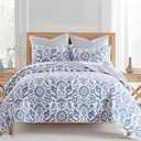 Levtex Home - Clara Blue Quilt Set - King Quilt and Two King Shams - Floral - Blue White - Quilt (106x92in.) and Shams (20x36in.) - Reversible - Cotton