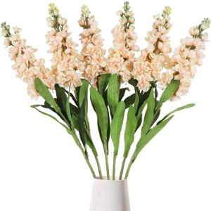 IPOPU 6PCS Snapdragon Artificial Flowers 31.50" Delphinium Fake Flowers Long Stem Antirrhinum Majus Silk Flowers Larkspur Faux Flower for Home Wedding Decorations Floral Arrangement (Light Champagne)