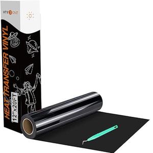 HTVRONT Black HTV Heat Transfer Vinyl Rolls - 12" x 20ft Black Iron on Vinyl for Shirts, Iron on for All Cutting Machines - Easy to Cut & Weed for Craft Heat Vinyl Design