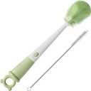 JOYMOOP Silicone Bottle Brush & Straw Cleaner Brush Set, Multi-Functional Bottle Washer for Sports Water Bottle,Glassware,Vase,and Narrow Neck Containers,Green