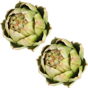 Timgle 2 Pcs Green Artificial Artichokes Fake Vegetables and Fruits for Summer Kitchen Wedding Bowl and Vase Decorations (Large)
