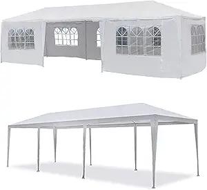 10'x30'Outdoor Canopy Party Event Wedding Tent with 7 Removable Sidewall 3 Rooms,Upgraded Stainless Steel Tube Waterproof Sun Shelter Canopy for Shows,Camping Etc (10’x30’)