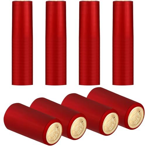Blulu 400 Pcs Wine Sealer for Bottles PVC Heat Shrink Capsules Bottle Caps for Wine Making Cellars and Home Use (Red)