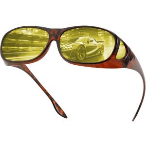 FEISEDY Night Driving Glasses,Men Women Fit Over Sunglasses, Anti Glare Polarized HD Night Vision Glasses Yellow Lens B0221