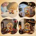 6.3" Nativity Scene with Lights - Hand Painted Nativity Sets Resin Figure, First Christmas Story Decoration Holy Family Manger Little People Nativity Set for Indoor Mantle Shelf Tabletop