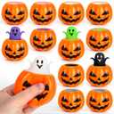 SpringFlower 12Pcs Halloween Pumpkin Squishy Toys, Halloween Party Favors Goodie Bag Stuffers Fillers, Trick or Treat Toys, Stress Relief Ghost Toys 6 Assorted Colors for Kids Adults