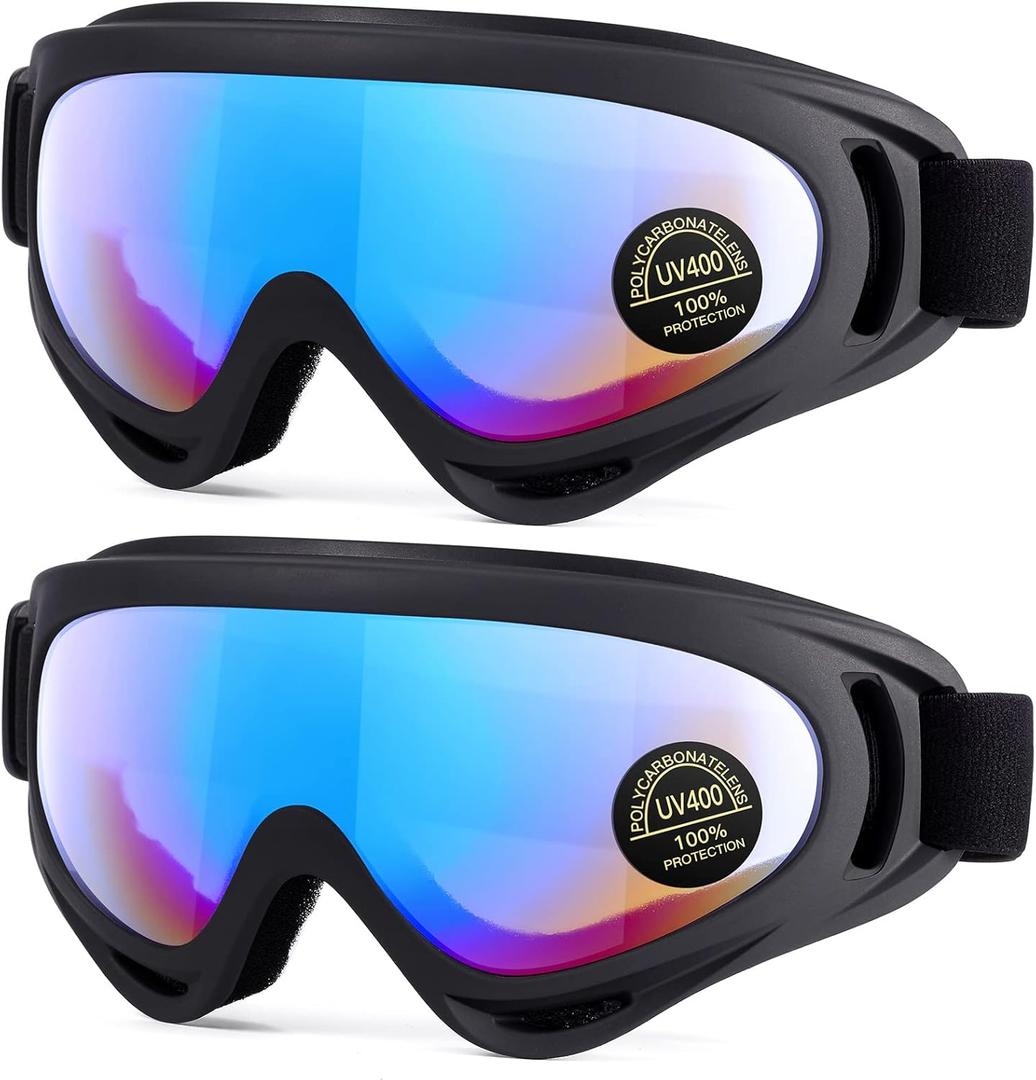 MAMBAOUT 2-Pack Snow Ski Goggles, Snowboard Goggles for Men, Women, Youth, Kids, Boys or Girls