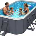 Jessie Foldable Pool for Kids and Adults Non InflatableFrame Outdoor Swimming Pool Blue Kiddie Pools Thickened Support Dog Above Ground Garden Backyard (118.11 in)