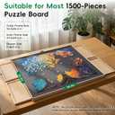 TEAKMAMA 2-in-1 Rotating & Tilting Puzzle Board with 4 Drawers, Portable 1500 Pieces Jigsaw Puzzle Table (34.2" x 26.3") for Adults, Includes Protective Cover, Natural