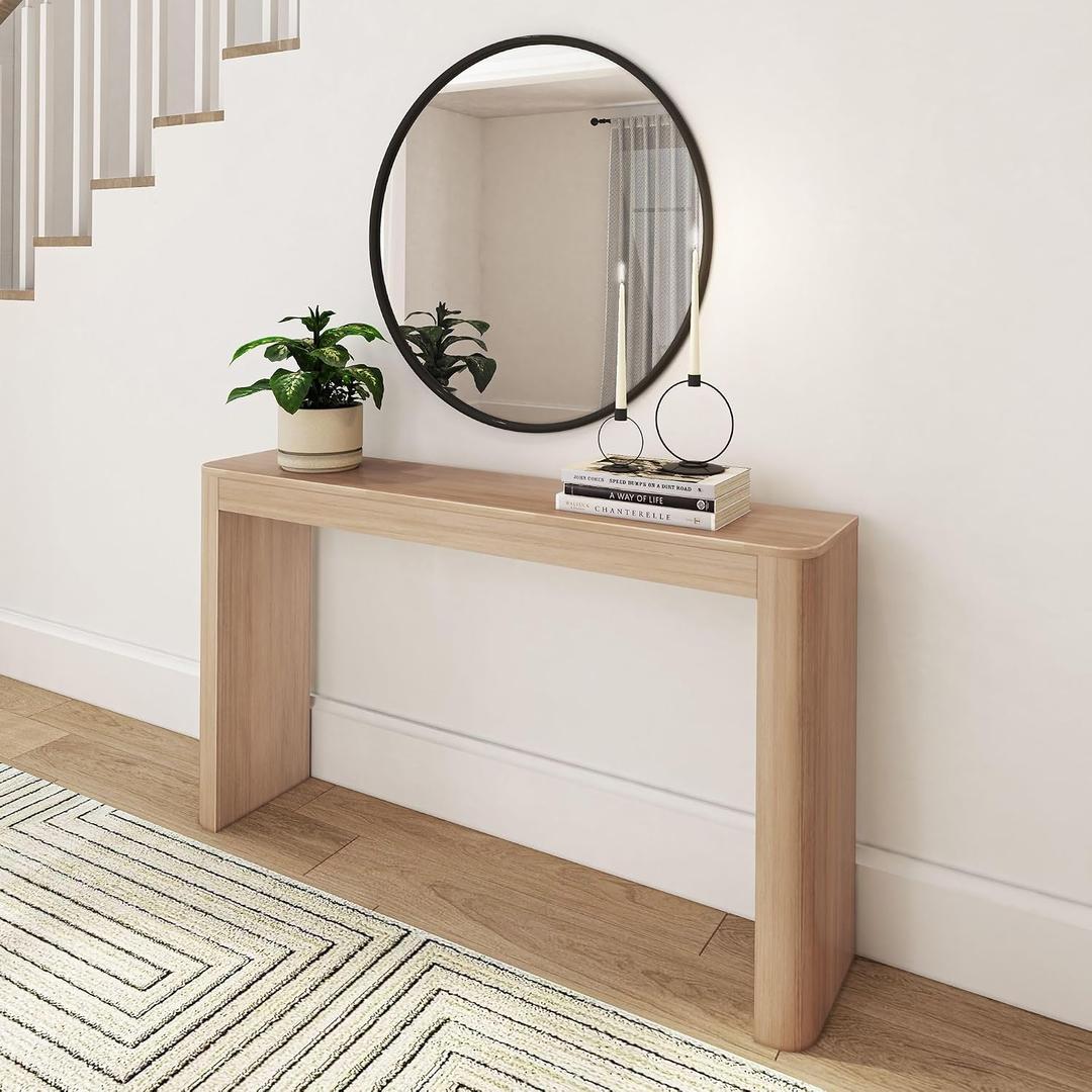 Plank+Beam Contour Console Table, 56 Inch, Solid Wood Sofa Table, Entryway Table for Hallway, Narrow Behind The Couch Table, Console Tables for Entryway, Living Room, Foyer, Easy Assembly, Blonde