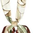 Large Silk Feeling Hair Scarf Bandanas for Women Elegant Silky Satin Neck Scarves 35inches Square Hair Sleeping Wrap (12 S12 Beige Bloom)