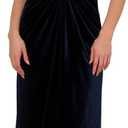Adrianna Papell Women's Velvet High Low Gown (Blue), US 16