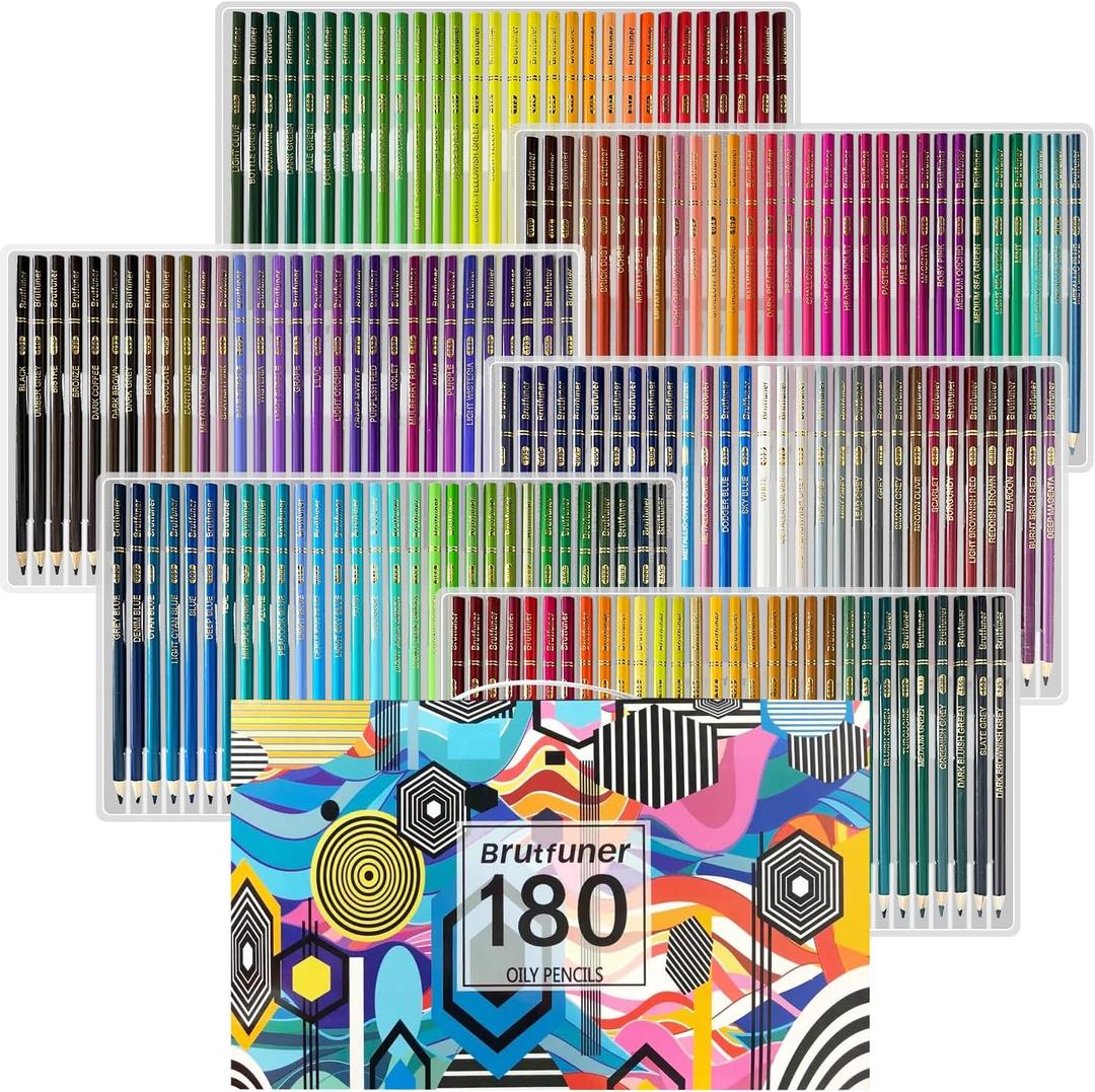 LBW 180 Colored Pencils for Adult Coloring Books, 12 Metallic Pencil, Oil Based Soft Core Professional Color Pencils for Artists Beginners, Drawing Coloring Sketching Blending
