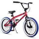 Vollsch Freestyle BMX Bikes 18 Inch Kids Bicycle for 6-12 Years Old Teens, Boys, Girls, Beginner-Lever Riders, Red with Blue Tires, Without Pegs