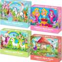 100 Piece Puzzles for Kids Ages 4-6 6-8 8-10, 4-Pack Princess Fairy Mermaid Unicorn Jigsaw Puzzles 100 Pieces Kids Puzzles Ages 3-5 4-6 5-8, Learning Toys Educational Gifts for Girls Boys 15x10 in