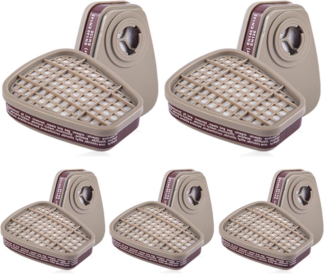6001 Filter Cartridges for Respirator, Paint, Chemical Gas and Pollen, Organic Vapor Cartridge, Replacement Respirator Filters for 6200, 6502, 7502, 6800, 4008, FF402 Respirator(5 Pair)