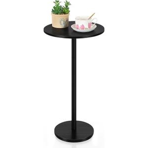 Vrisa Drink Table for Small Spaces Round Pedestal Small Modern Martini End Table Accent Side Table for Living Room, Bedroom, Sofa Couch Chair, Black