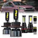 For Chevy Spark 2016 2017 2018 2019 2020 Upgraded light Bulbs, 9008 High and Low Beam Combo 2504/5202 Fog Light + License Plate Lights, Pack of 6