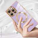 LSL Case for iPhone 16 Pro [Compatible with MagSafe] Soft TPU Bumper Anti-Drop Anti-Scratch Shock Absorption Protective Slim Luxury Plating Magnetic Cover for Women Girls Men - Purple