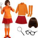Morph Orange Women's Mystery Solving Detective Costume With Wig 70s Cartoon Character Costumes For Women Detective With Wig (X-Large)