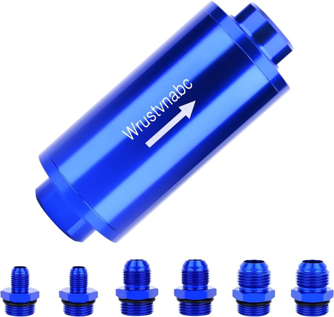 6AN 8AN 10AN Inline Fuel Filter 50 Micron 58MM Aluminum (blue, 50 Micron)
