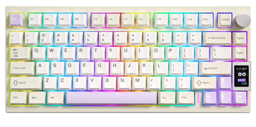 YUNZII AL80 Wireless Mechanical Keyboard,Full Aluminum CNC, Smart LCD Display,Hot Swappable Gasket Mount 75% Layout with Knob,BT/2.4G/USB-C,QMK/VIA Support for Win/Mac (Beige, Gateron Zero Switch)