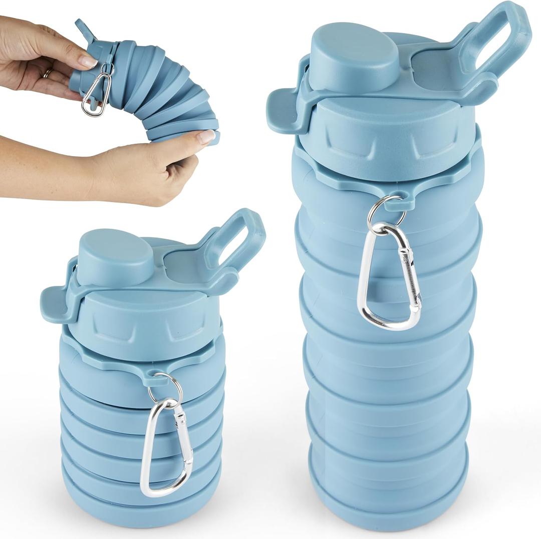 Spacesaver Collapsible Water Bottle - Foldable Water Bottle - Silicone - Travel Collapsible bottle- Lightweight, Flexible, Portable, Compact - Camping, Hiking, Traveling - Blue Spacesaver Collapsible Water Bottle - Foldable Water Bottle - Silicone - Travel Collapsible bottle- Lightweight, Flexible, Portable, Compact - Camping, Hiking, Traveling - Blue