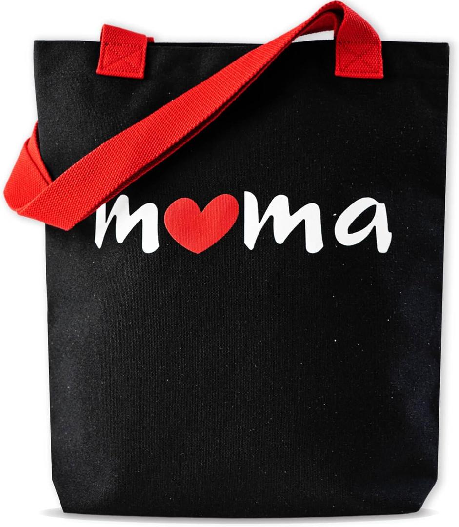 Extra-Thick Mama Canvas Tote Bag, Mothers Day Gifts for Mom, Wife, Birthday, Durable Tote for Shopping, Travel, Beach (Black)
