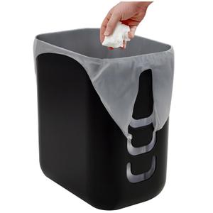 STORi Luup Trash Can (Black) - Reuse Grocery Bags - Plastic Garbage Container for Bathroom, Vanity, Laundry Room, Kitchen, Office, Garage - 2.5 Gallon Wastebasket with Hooks to Secure Trash Bags (1 Pack)