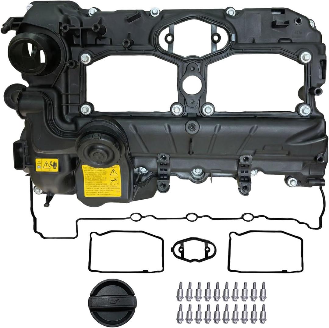 N20 Engine Valve Cover Kit with Gasket, Bolts & Oil Cap Compatible with 2012-2018 BMW 228i, 320i, 328i, 428i, 528i, X1, X3, X4, X5, Z4 (Includes GT/xDrive Models) Replaces OEM # 11127588418