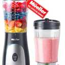 Mueller Personal Blender for Shakes and Smoothies with 15 Oz Travel Cup and Lid, Juices, Baby Food, Heavy-Duty Portable Blender & Food Processor, Grey Set of 4