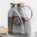 Glass Pitcher With Lid For Fridge,60 oz Glass Pitchers With Handle And Lid, 0.48 Gallon Glass Tea Pitcher Jug Carafe Jar, Water Pitcher for Hot/Cold Water Iced Juice fruit Coffee Milk (Grey) (Gray)