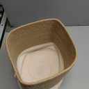 Dahey Jute Spliced Cotton Rope Plant Basket Modern Woven Storage Basket for 10.5" Floor Indoor Planter, Decorative Flower Pots Cover Laundry Bin with Handle Rustic Home Decor, White and Beige