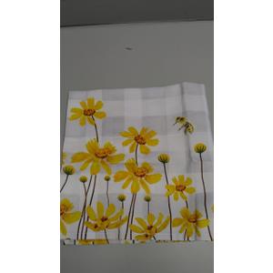 T&H XHome Kitchen Valances for Windows Yellow Floral Honey Bee Summer Flowers Grey Plaid 42" W x 12" L Window Valances Rod Pocket Short Curtains for Bathroom, Living Room, Bedroom, Farmhouse, Cafe