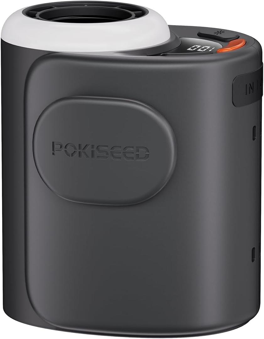 POKISEED Rugged Portable Fan, 10000mAh Rechargeable Battery, 40H Runtime, 5-Speed Turbo Cooling, Hands-Free Multi-Position Design for Construction, Jobsite, Warehouse, Farm, Camping(Black)