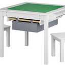 Treocho Wooden Kids Table and Chair Set with Reversible Tabletop, 2 In 1 Toddler Desk with Storage Drawers, Kids Activity Table with Blocks Building Baseplate for Playing, Reading, Drawing, White