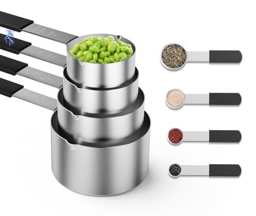 Mage Crab Magnetic Stackable Stainless Steel Measuring cups and spoons set,4 Magnetic measuring cups,4 magnetic measuring spoons