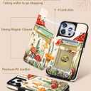 Lotadilo for iPhone 15 Pro Max Wallet Case with Card Holder, Designer Mushroom Frog Pattern Kickstand Magnetic Clasp Back Flip Folio Leather Phone Cases for iPhone 15 Promax for Women Men Girls