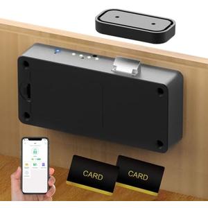 Anweller Smart Cabinet Lock, Hidden No Drill Adhesive Baby Proofing Child Proof Drawer Locks, Keyless RFID Bluetooth Cabinet Locks for Adults File Kitchen Cupboard Closet Liquor - Black