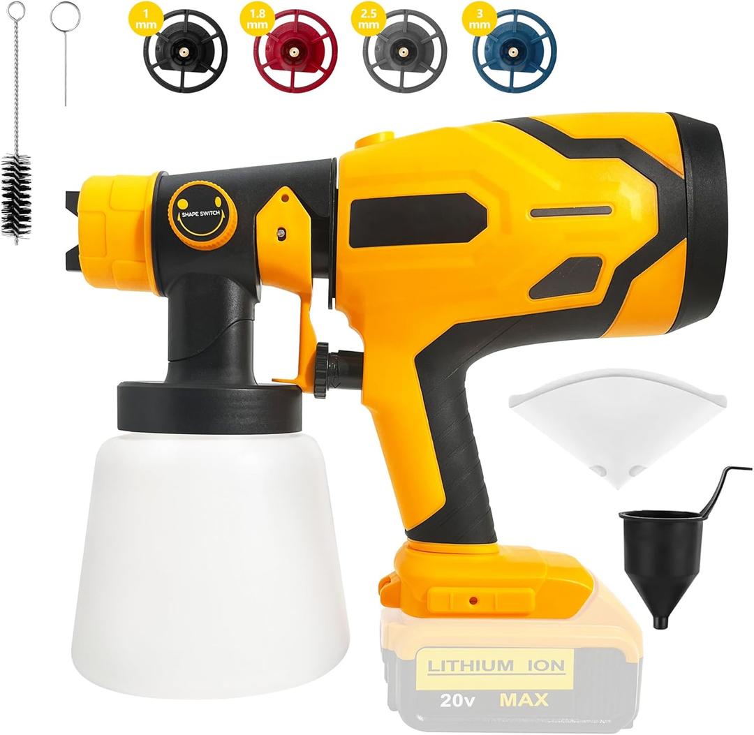 Paint Sprayer for Dewalt 20V MAX Battery,HVLP Spray Paint Gun with Motor and Copper Nozzle,600W Cordless Paint Sprayer for Home Interior and Exterior, House Painting(Tool Only)