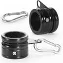 Anovo Flag Pole Rings, Aluminum Alloy Flag Pole Clips Swivels 360° Rotating Anti Wrap Mounting Ring with Carabiner, Flag Pole Kit Parts (Φ:1.25 Inch -Pack of 2(Black))