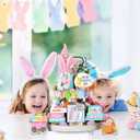 Easter Tiered Tray Decor Set Easter Layered Decorative Tray Bunny Wooden Signs for Home Table Church Party