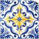 Vintage Azulejo Chinoiserie Flower Mahjong Mat 31.5 x 31.5 Inch | Blue and Yellow Chinoiserie Non-Slip Noise Reduction Mahjong Table Mat for American Mah Jong Poker Card Board Games Dominoes