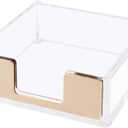 NatSumeBasics Gold Sticky Note Holder Clear Acrylic Post a Note Dispenser Cute Desk Organizer for Office Home School Aesthetic Accessories (Matt Gold)