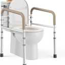 PELEGON Toilet Safety Rails (350 lb) - Adjustable Toilet Safety Frame & Rails, Toilet Safety Rail for Elderly Adults, Toilet Handles for Seniors, Toilet Bars for Elderly, Disabled & Handicap - Beige