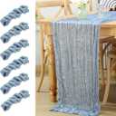 6 Pcs 10 FT Dusty Blue Cheesecloth Table Runner, 120 Inch Boho Cheese Cloth Table Runners for Bridal Shower Wedding Table Decor Baby Shower Decorations for Party