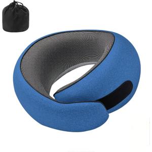 UlaekMemory Foam Travel Pillow with Adjustable Velcro, Removable Machine-Washable Cover - Ergonomic Neck Support for Airplane, Office, Car, Home & Travel Accessories